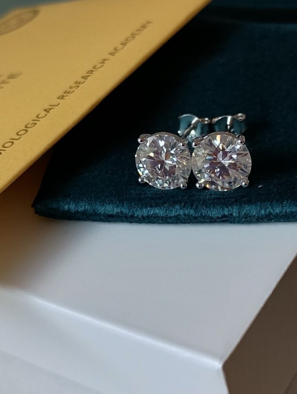 4CT Moissanite Prong Studs Earrings Real 925 Silver 18k G/P GRA Certificate